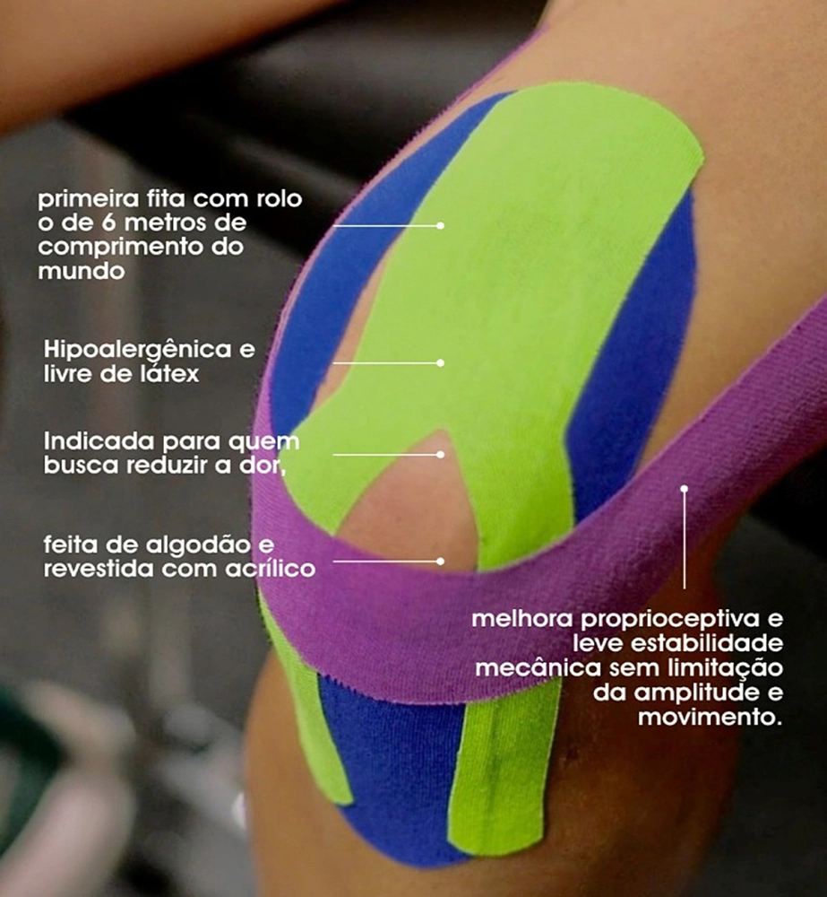 Bandagem Fita Rolo Elástica Adesiva Autoaderente Funcional Kinesiológica Premium K6.0 Esportiva 5 CM x 6 M D3 Tape      