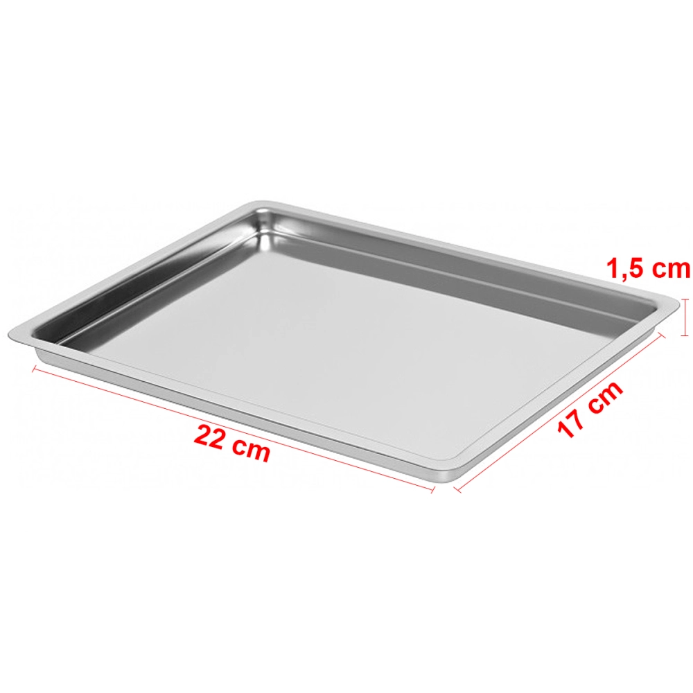 Bandeja Retangular Para Instrumentos Equipamentos Cirúrgicos Em Aço Inox Mileniun FAVA 22 x 17 x 1,5 cm