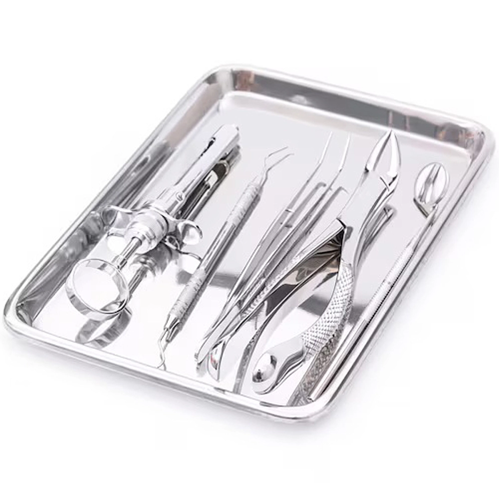 Bandeja Retangular Para Instrumentos Equipamentos Cirúrgicos Em Aço Inox Mileniun FAVA 22 x 17 x 1,5 cm