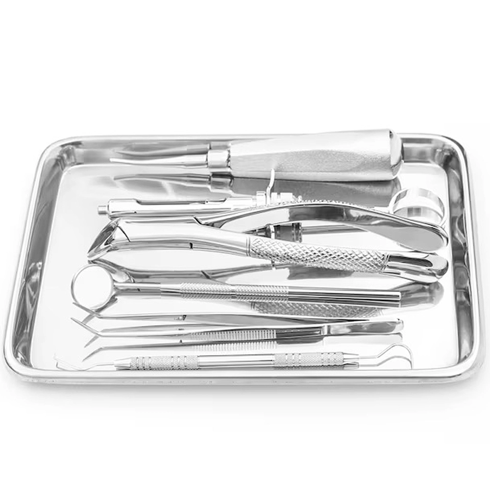 Bandeja Retangular Para Instrumentos Equipamentos Cirúrgicos Em Aço Inox Mileniun FAVA 22 x 17 x 1,5 cm