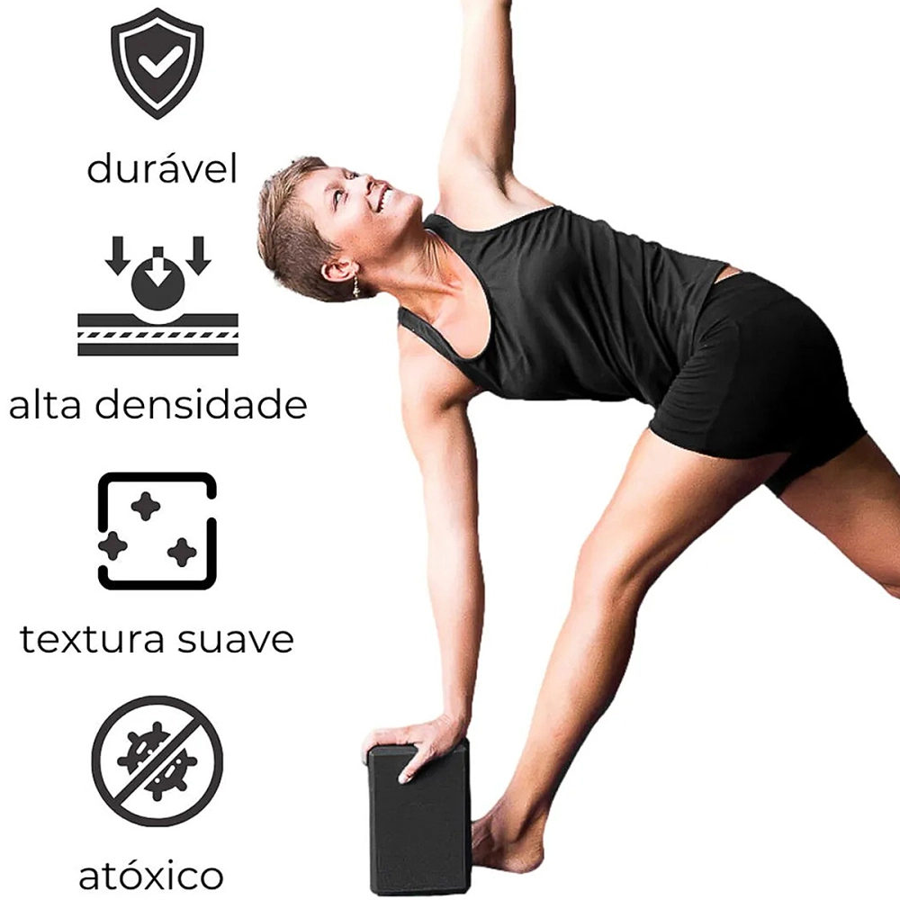 Bloco de Yoga Para Exercícios Alongamento Pilates Meditação Tijolo Funcional Alongamento Ioga 23 x 15 x 7 cm Alux
