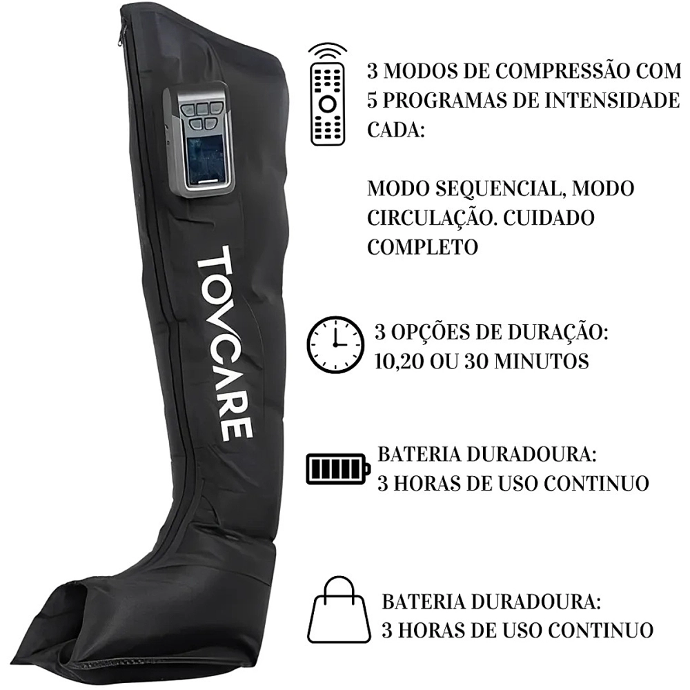 Bota De Compressão Pneumatica Sem Fio Fisioterapia Tratamento Terapia Drenagem Tovcare