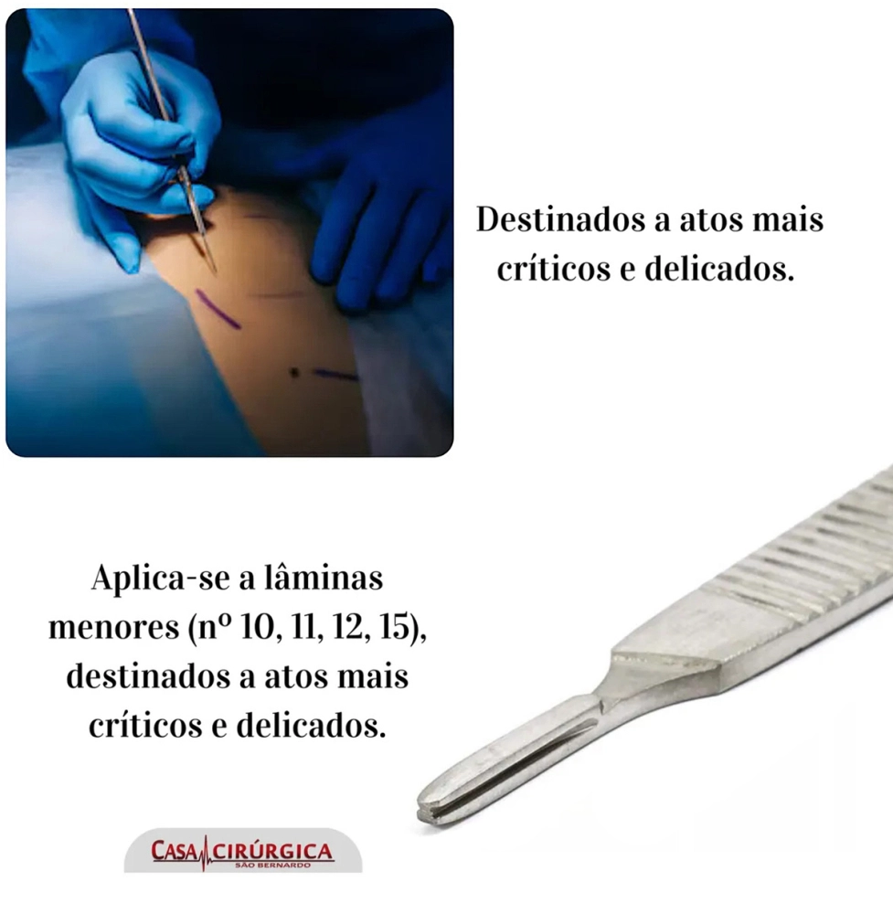 Cabo Para Lamina De Bisturi Cirurgico Em Aço Inoxidavel