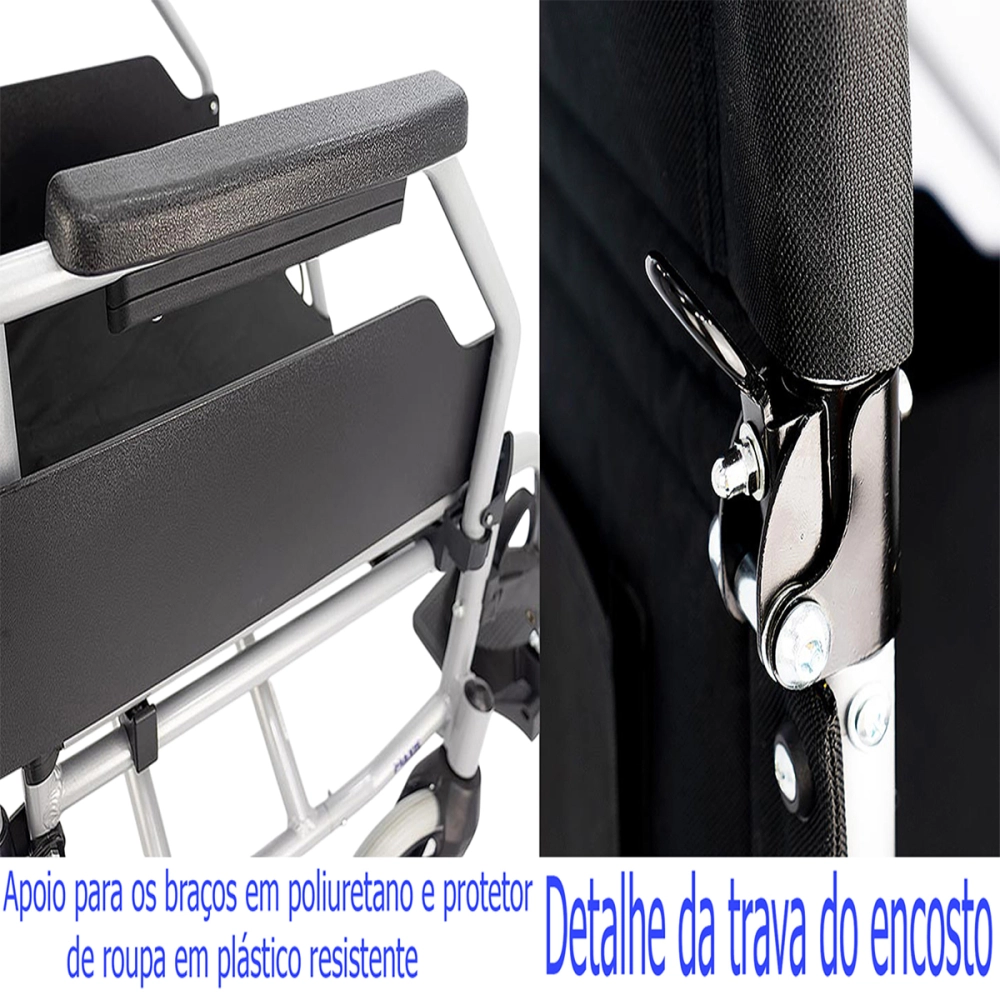 Cadeira de Rodas Dobravel Ajustavel Regulavel em Aluminio até 115 Kg Modelo Barcelona Praxis