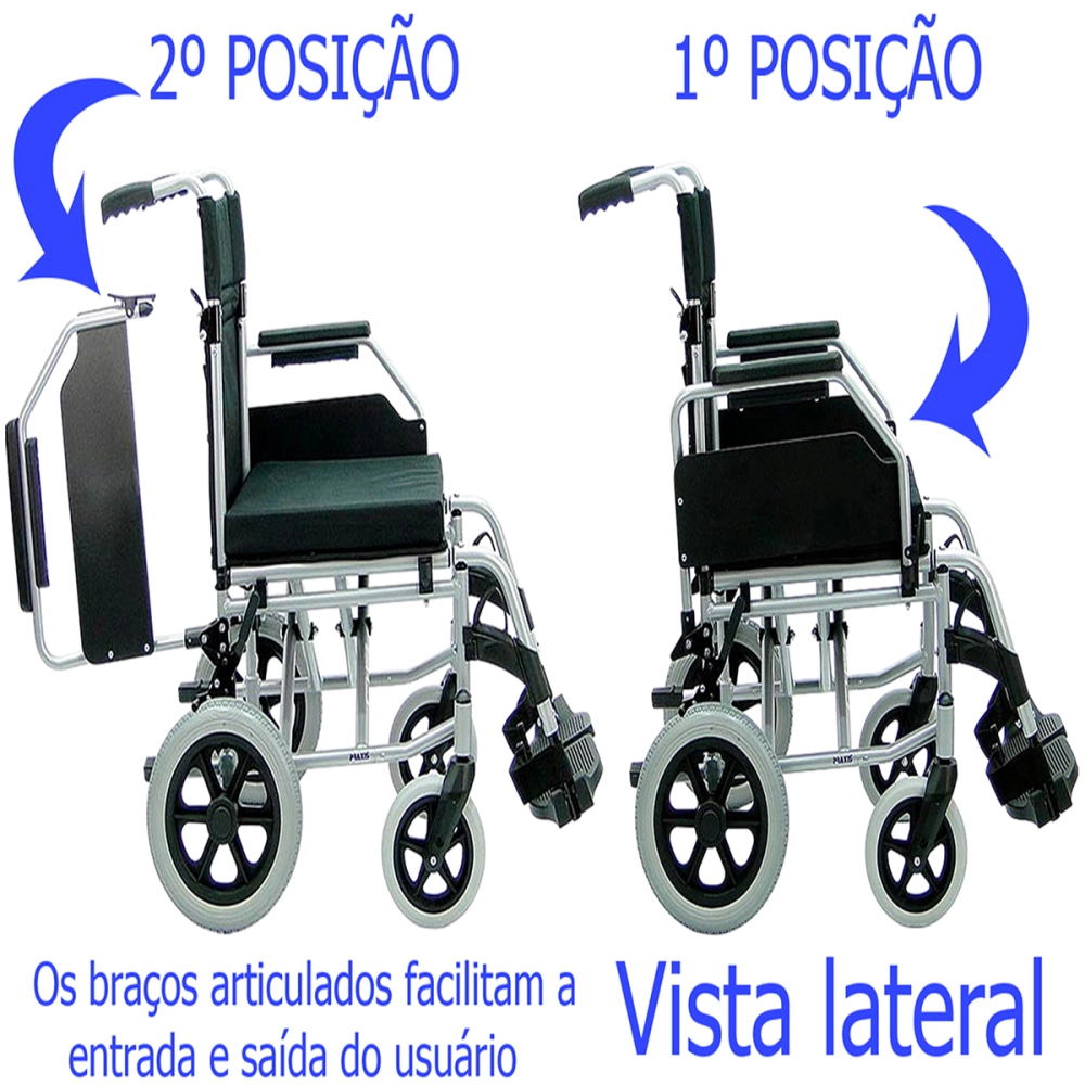 Cadeira de Rodas Dobravel Ajustavel Regulavel em Aluminio até 115 Kg Modelo Barcelona Praxis