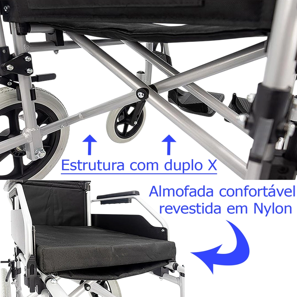 Cadeira de Rodas Dobravel Ajustavel Regulavel em Aluminio até 115 Kg Modelo Barcelona Praxis