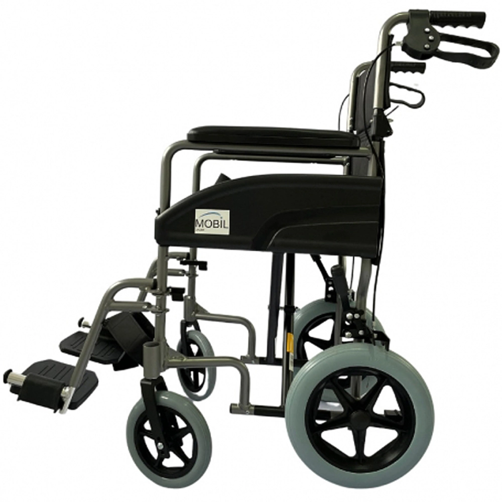 Cadeira De Rodas Manual Em Aluminio Dobravel Compacta Com Freio MBCR-2001D Capacidade De 100 Kg Assento Com Almofada 44 Cm Vibe Mobil