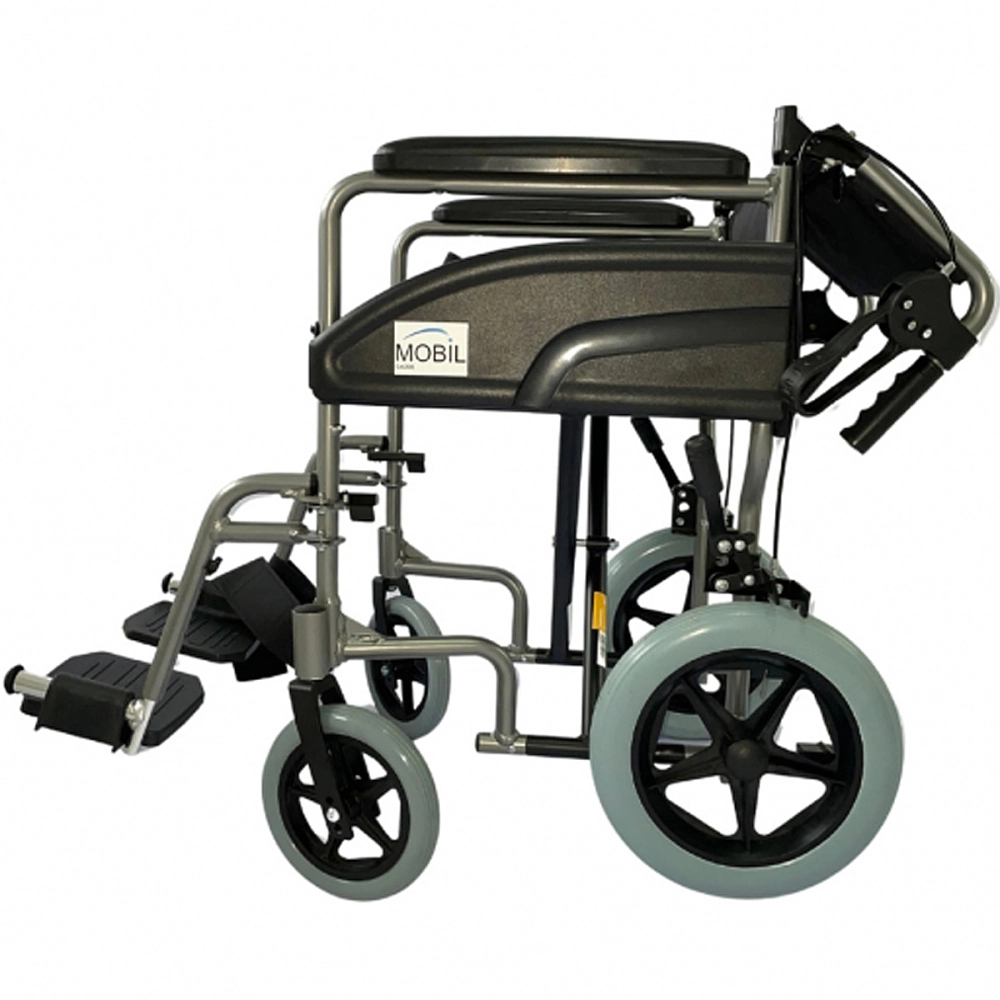 Cadeira De Rodas Manual Em Aluminio Dobravel Compacta Com Freio MBCR-2001D Capacidade De 100 Kg Assento Com Almofada 44 Cm Vibe Mobil