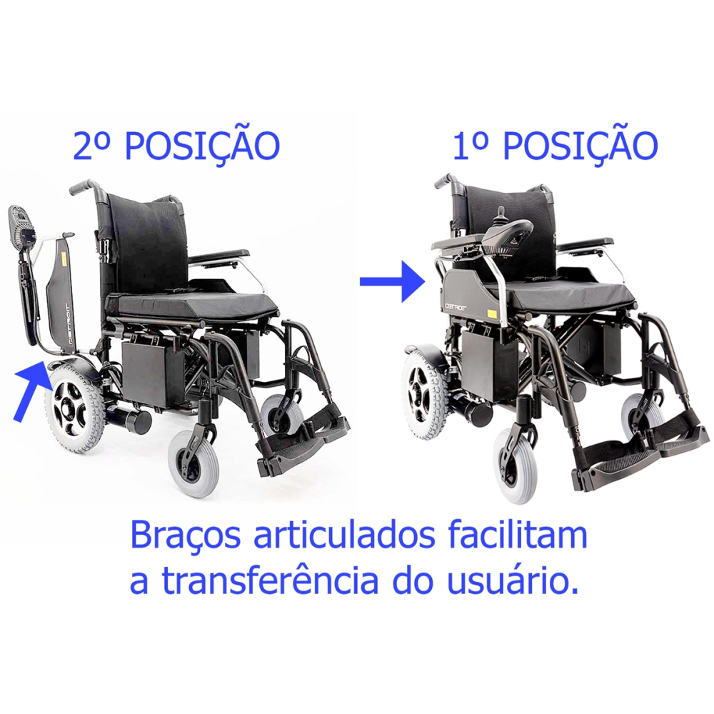 Cadeira de Rodas Motorizada Eletrica Dobravel em Aluminio Leve Compacta até 120kg Detroit Praxis