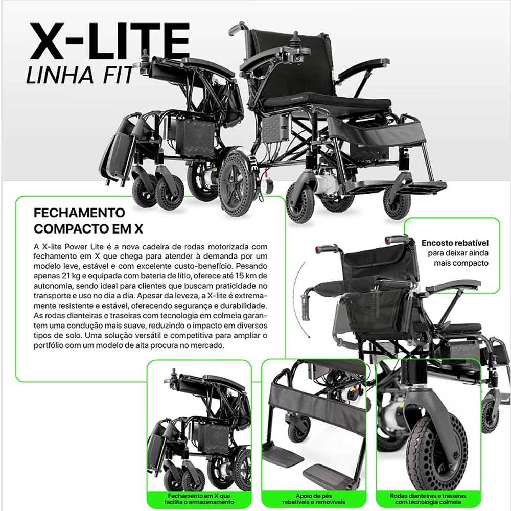 Cadeira De Rodas Motorizada Eletrica Dobravel Rebativel Leve Estrutura Em Aluminio X Lite Capacidade 120 Kg Power Lite