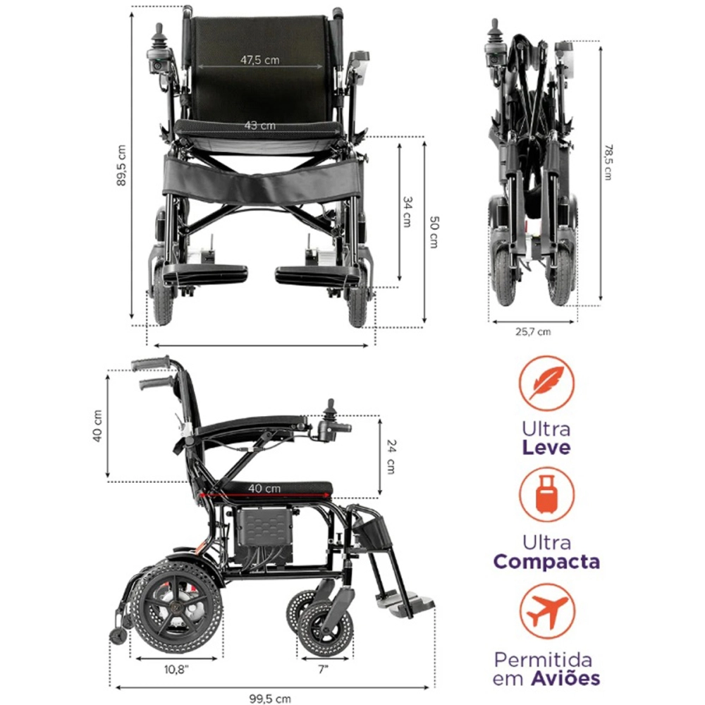 Cadeira De Rodas Motorizada Eletrica Dobravel Rebativel Leve Estrutura Em Aluminio X Lite Capacidade 120 Kg Power Lite