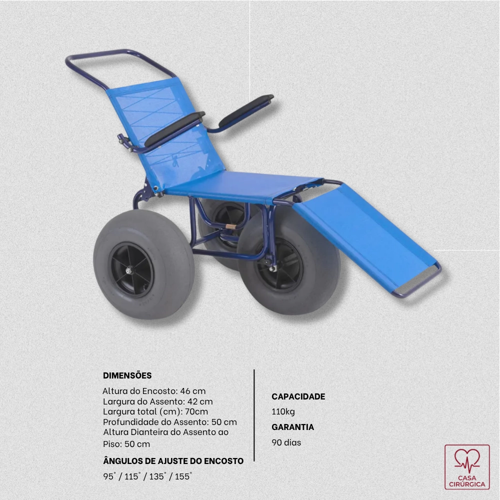 Cadeira de Rodas Para Praia e Piscina Ipanema Desmontável Ortobras 