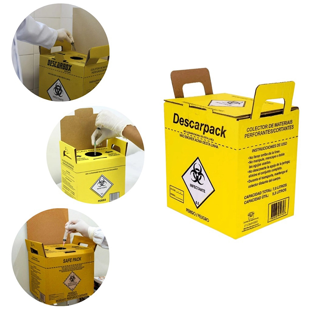 Caixa Coletora De Descarte Rígido Para Resíduos Materiais Perfuro Cortante Descarpack