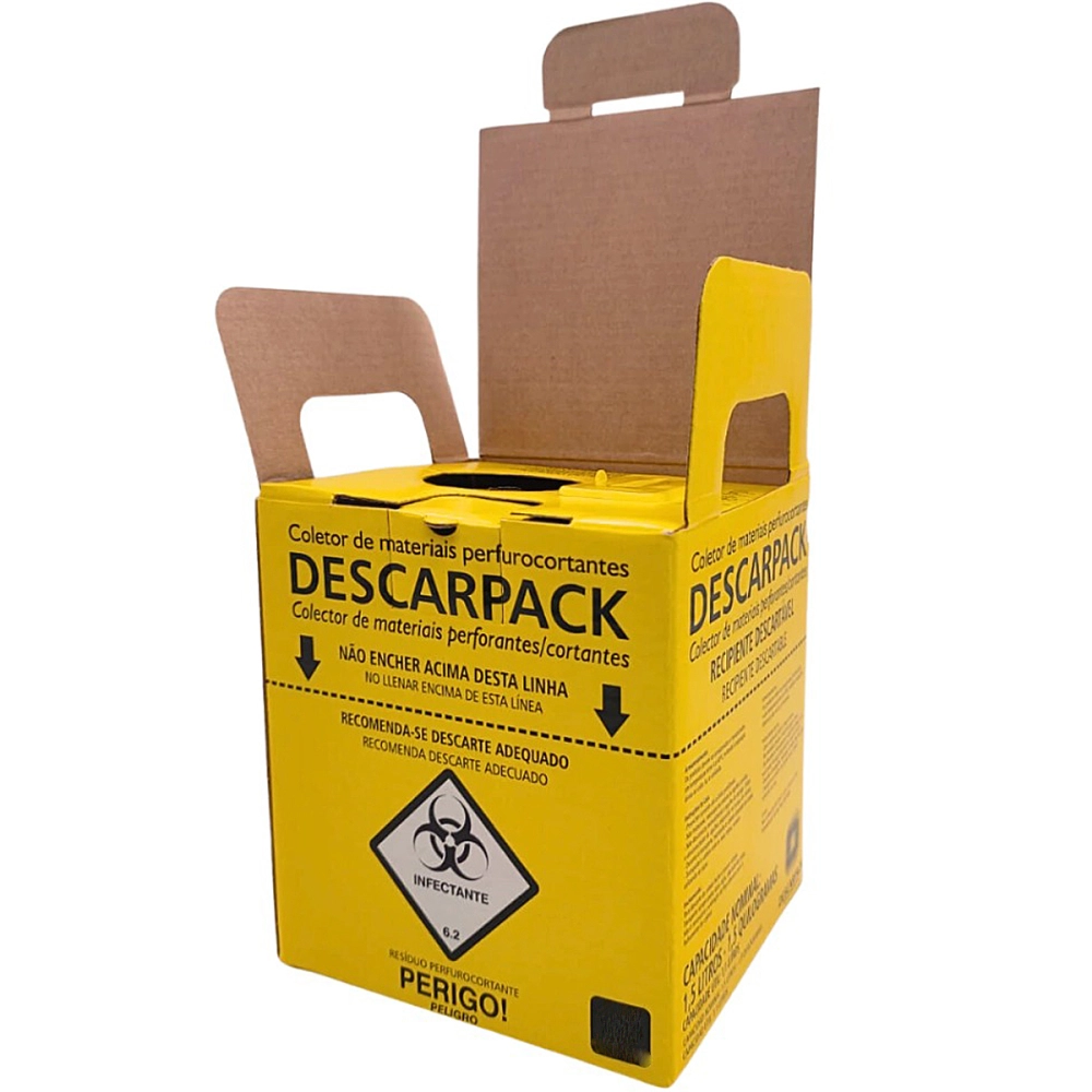 Caixa Coletora De Descarte Rígido Para Resíduos Materiais Perfuro Cortante Descarpack