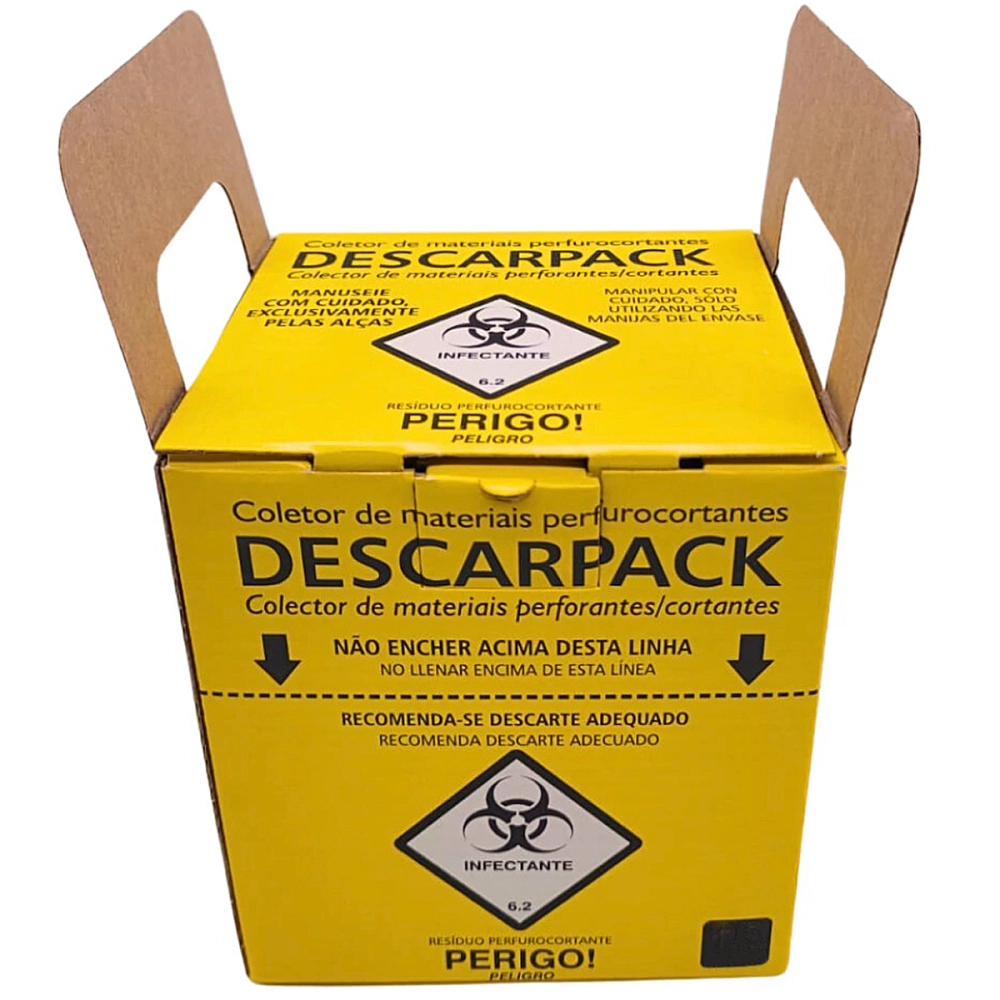 Caixa Coletora De Descarte Rígido Para Resíduos Materiais Perfuro Cortante Descarpack