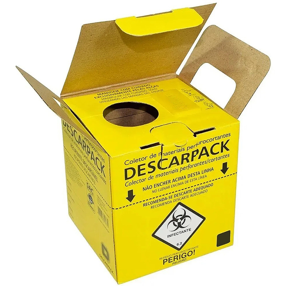 Caixa Coletora De Descarte Rígido Para Resíduos Materiais Perfuro Cortante Descarpack