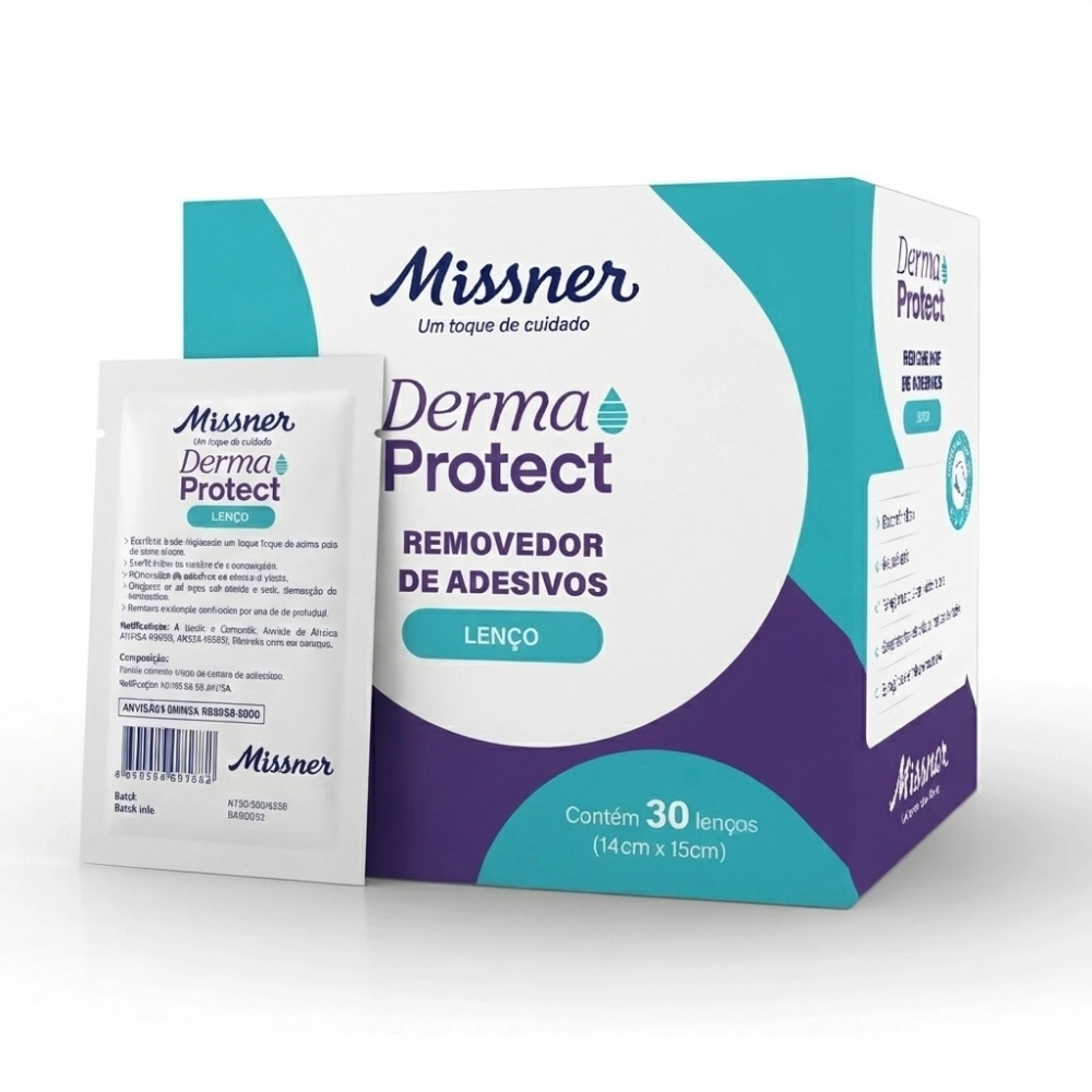 Caixa Lenço Removedor de Adesivo 14cmx15cm 30 Unidades Derma Protect Missner