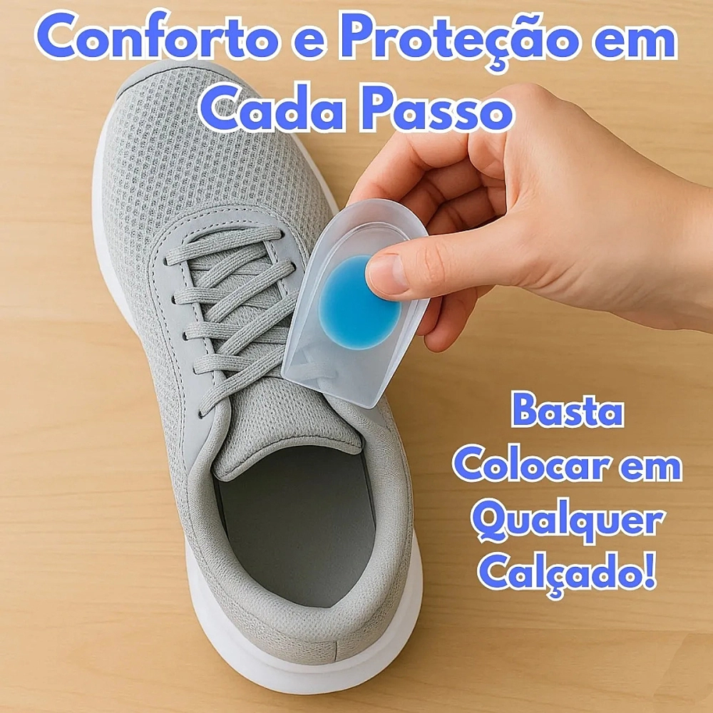 Calcanheira De Silicone Palmilha Calcanhar Ortopédica Gel Alivio Dor Fascite Plantar Esporão Calcaneo Ortho Pauher