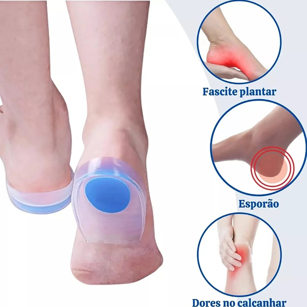 Calcanheira De Silicone Palmilha Calcanhar Ortopédica Gel Alivio Dor Fascite Plantar Esporão Calcaneo Ortho Pauher