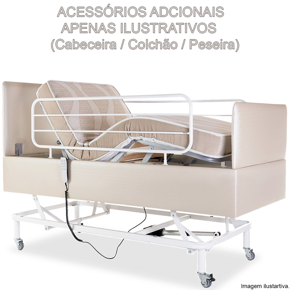Cama Motorizada Eletrica com Elevação Articulada Resistente Controle Remoto 3 Movimentos sem Colchão Comfort Pilati
