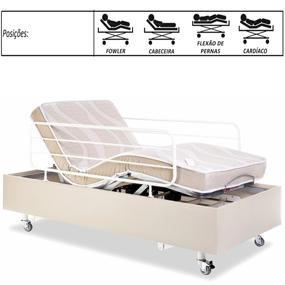 Cama Motorizada Eletrica Articulada Resistente Controle Remoto 2 Movimentos Comfort + Colchão Alta Qualidade Solteiro Espuma Macio 198 x 88 x 14 cm Life Pilati