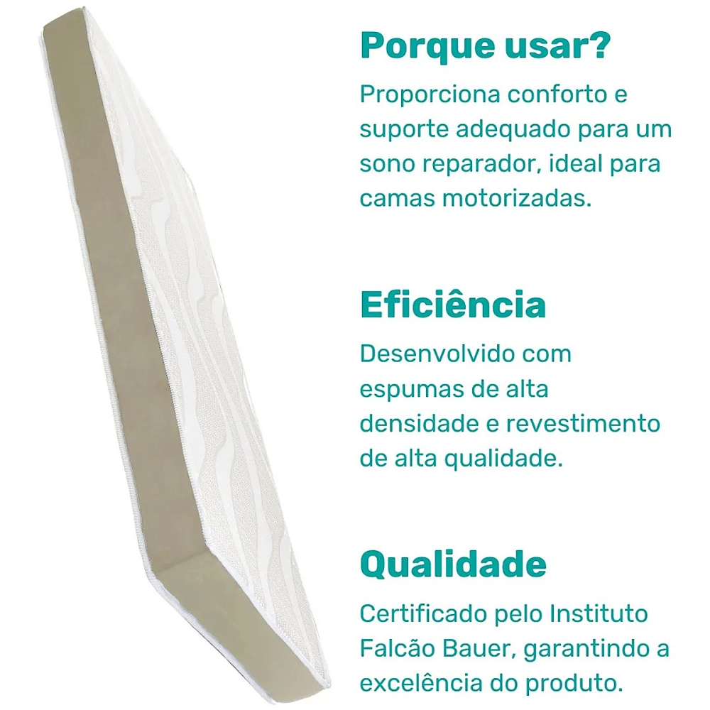 Cama Motorizada Eletrica com Elevação Articulada Resistente Controle Remoto 3 Movimentos Comfort + Colchão Alta Qualidade Solteiro Espuma Macio 198x88x14 cm Life Pilati