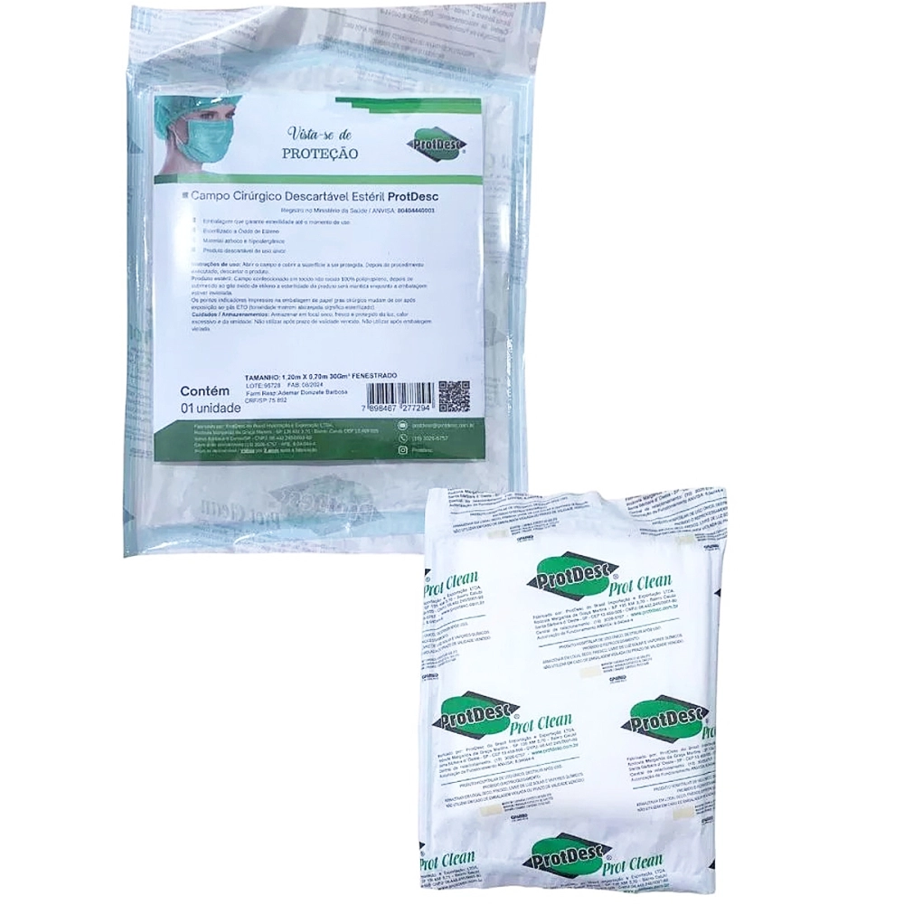 Campo Cirúrgico Descartável Estéril Fenestrado Polipropileno 30 x 30 cm Branco Protdesc