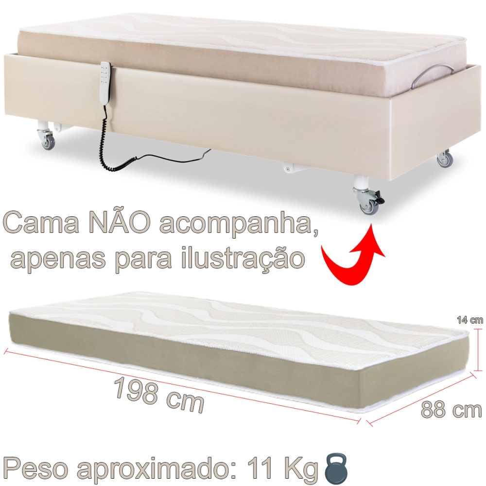 Colchão Alta Qualidade Solteiro Espuma Macio 198x88x14 cm Life Pilati