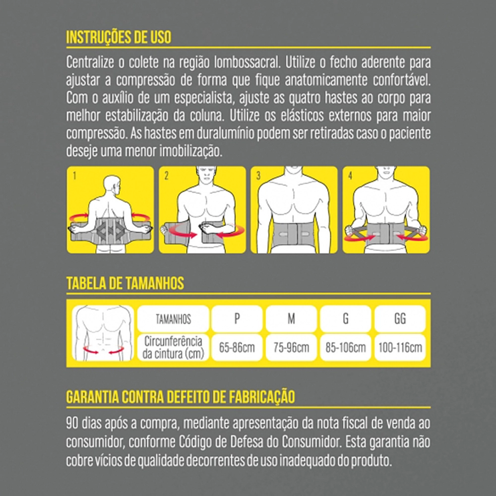 Colete Cinta Longo Alto Tipo Putti Ortopedico Estabilizador Da Coluna Lombar Com Ajuste Elastico Para Correçao Postural Haste Felxivel  KSO106 Kestal 