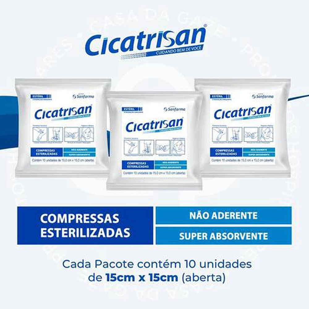 Compressa De Gaze Esterelizada Não Aderente Curativo 15 x 15 cm Cicatrisan