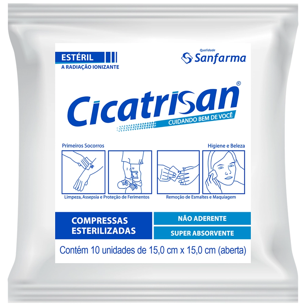 Compressa De Gaze Esterelizada Não Aderente Curativo 15 x 15 cm Cicatrisan