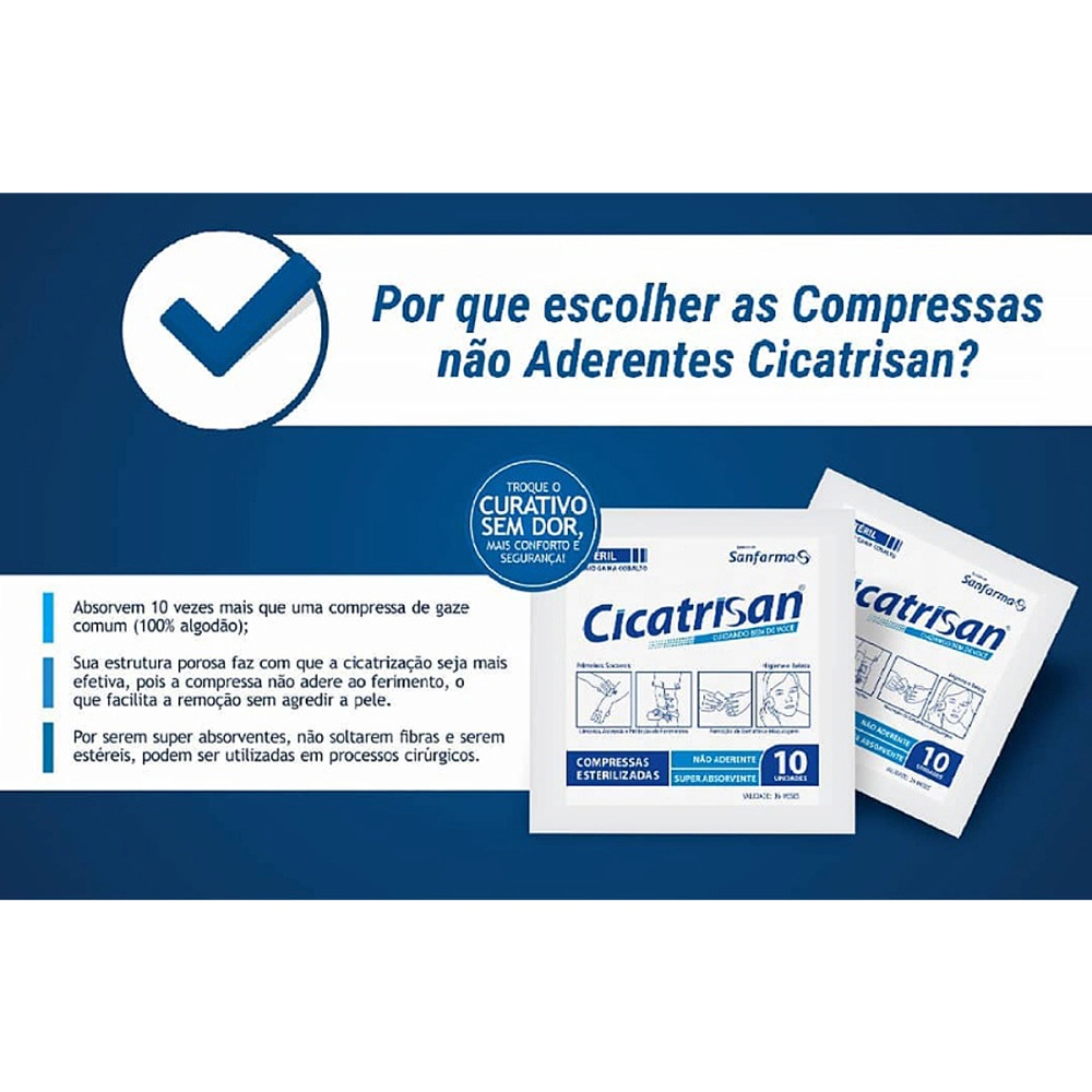 Compressa De Gaze Esterelizada Não Aderente Curativo 15 x 15 cm Cicatrisan