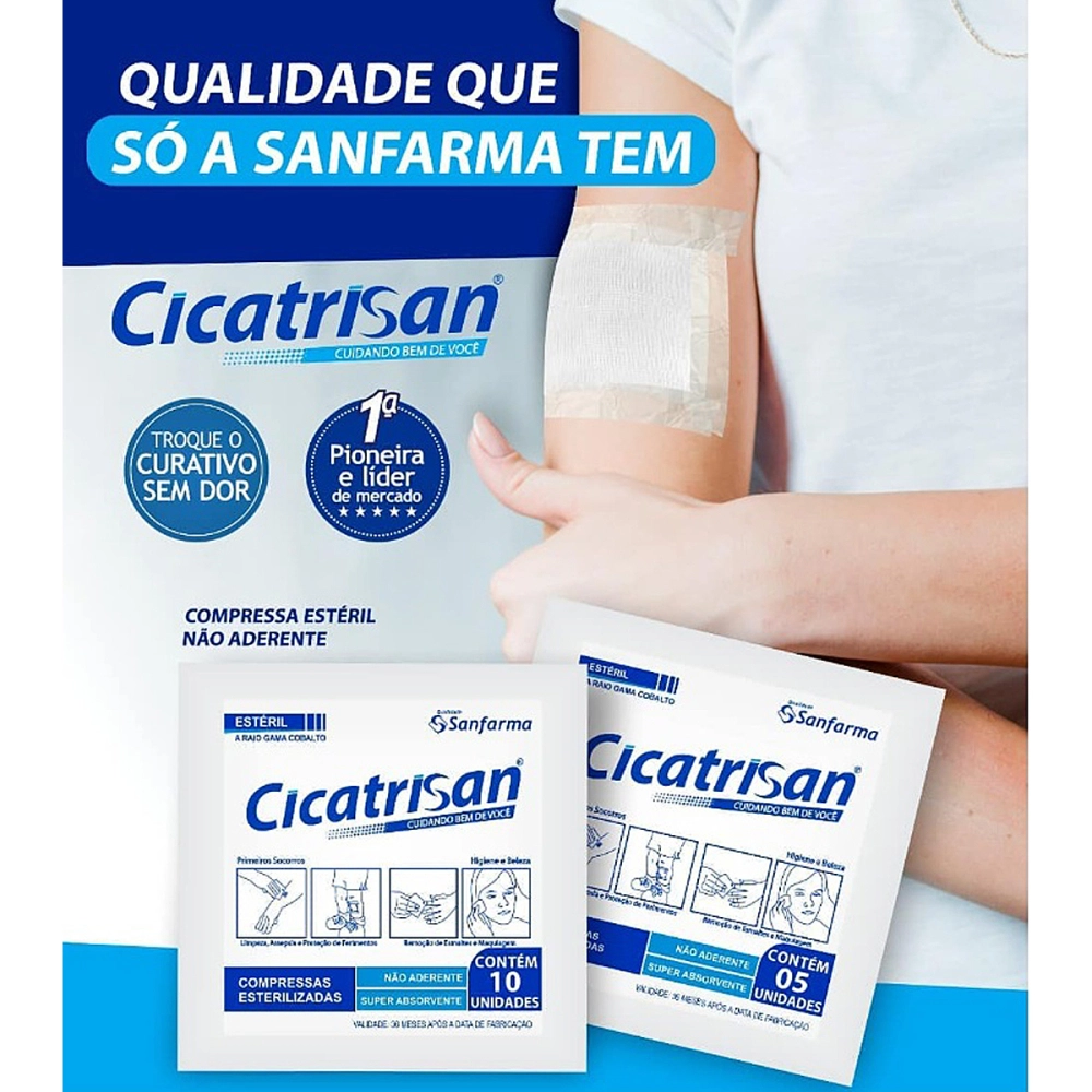 Compressa De Gaze Esterelizada Não Aderente Curativo 15 x 15 cm Cicatrisan