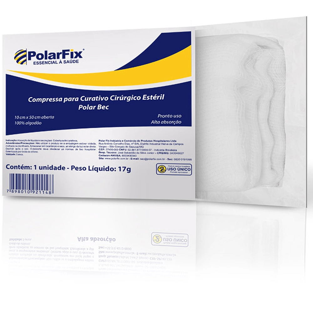 Compressa Para Curativo Gaze Cirúrgico Estéril Alta Absorção Polarfix