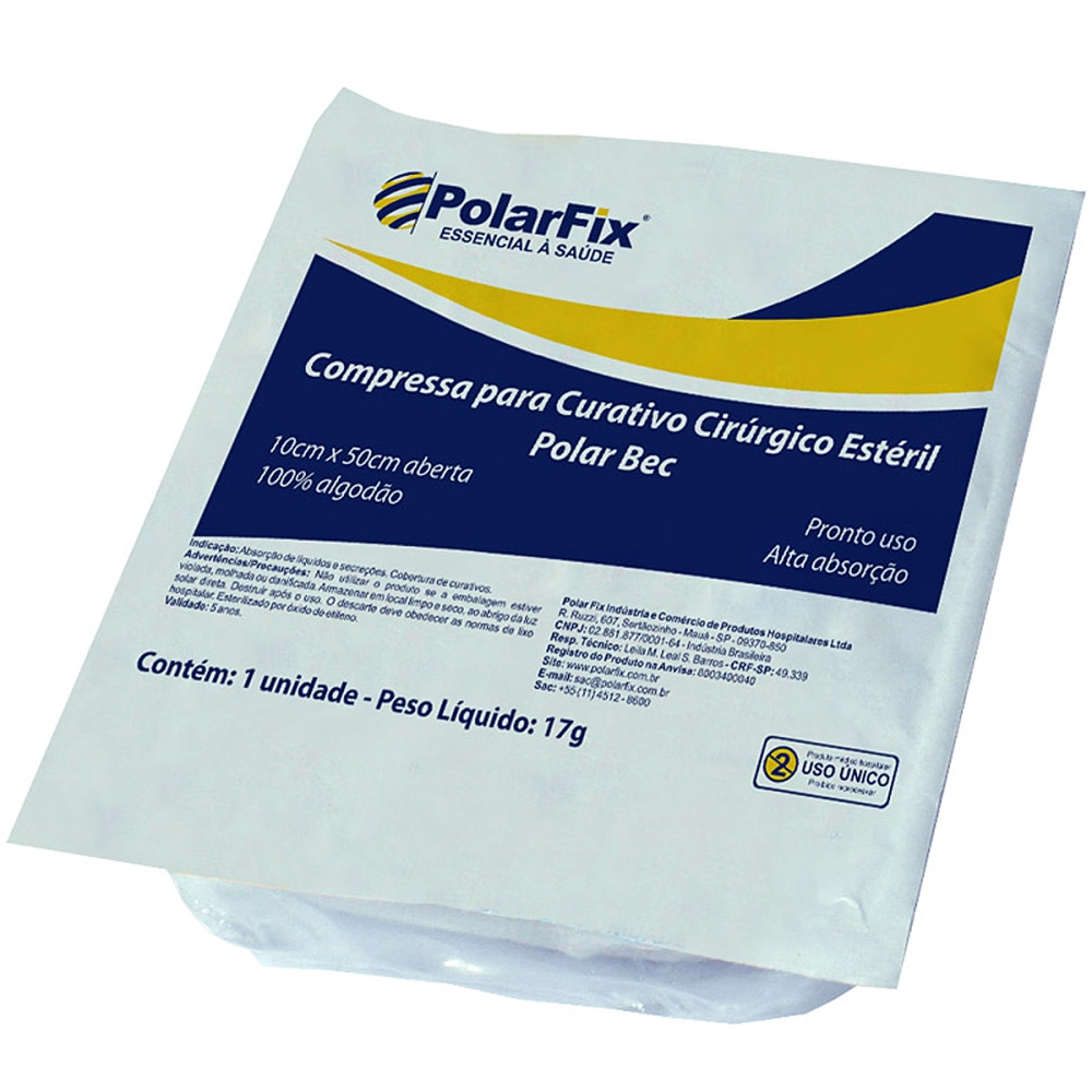 Compressa Para Curativo Gaze Cirúrgico Estéril Alta Absorção Polarfix