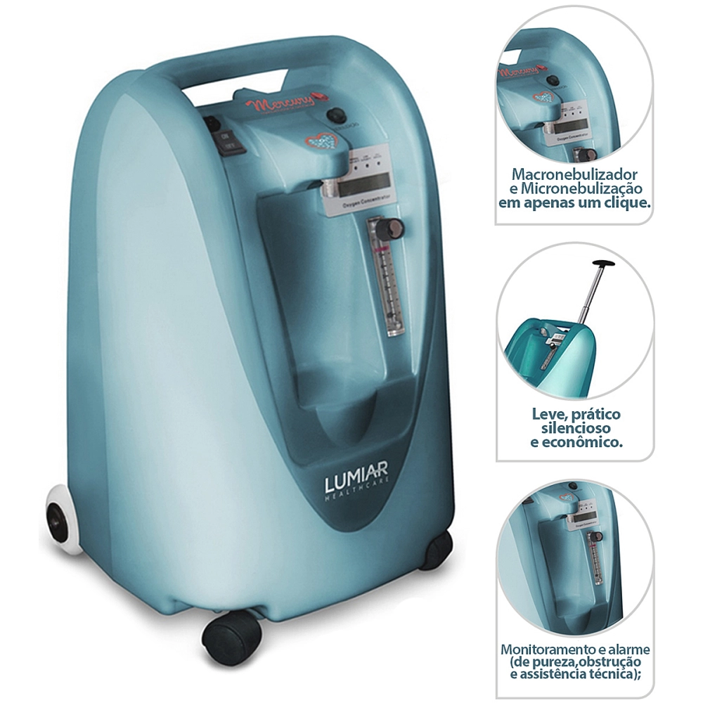 Concentrador de Oxigênio com Nebulização 5 Litros 110 V Mercury 5LPM Lumiar