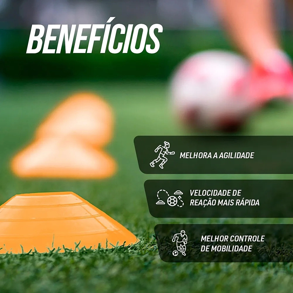 Cone Disco Tartaruga Chapéu Chines Demarcatório De Plástico Flexível Esportivo PVC Para Exercícios Atividades Físicas Treinamento Funcional ALUX Pro Sports 