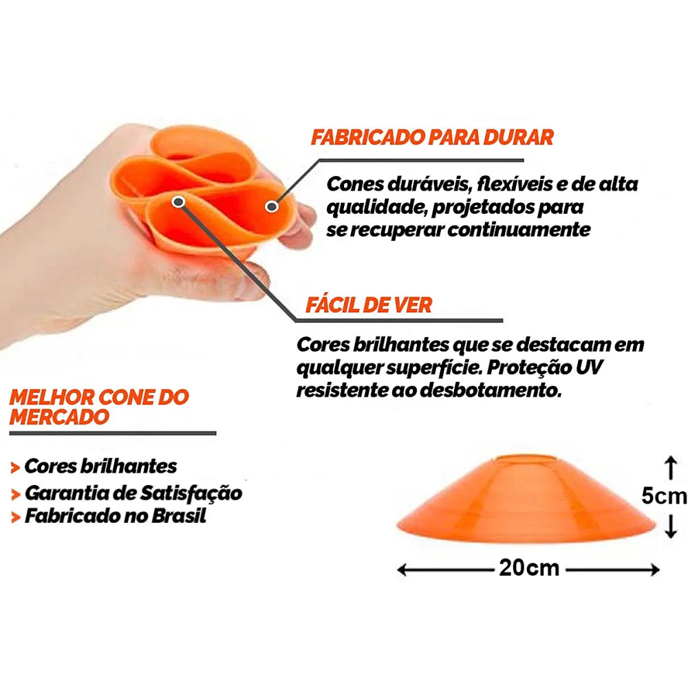 Cone Disco Tartaruga Chapéu Chines Demarcatório De Plástico Flexível Esportivo PVC Para Exercícios Atividades Físicas Treinamento Funcional ALUX Pro Sports 