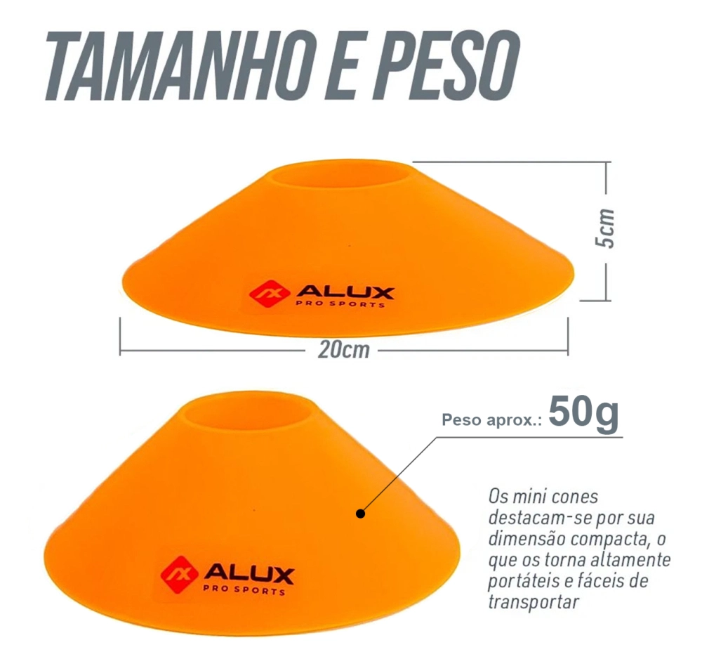 Cone Disco Tartaruga Chapéu Chines Demarcatório De Plástico Flexível Esportivo PVC Para Exercícios Atividades Físicas Treinamento Funcional ALUX Pro Sports 