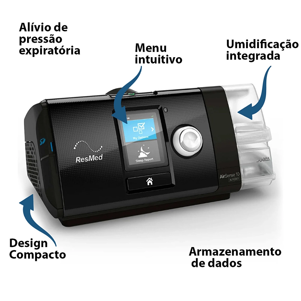 Cpap Airsense S10 Automatico Aparelho Com Umidificador Apneia Do Sono Prevençao Ronco Autoset Sem Mascara Nasal Resmed