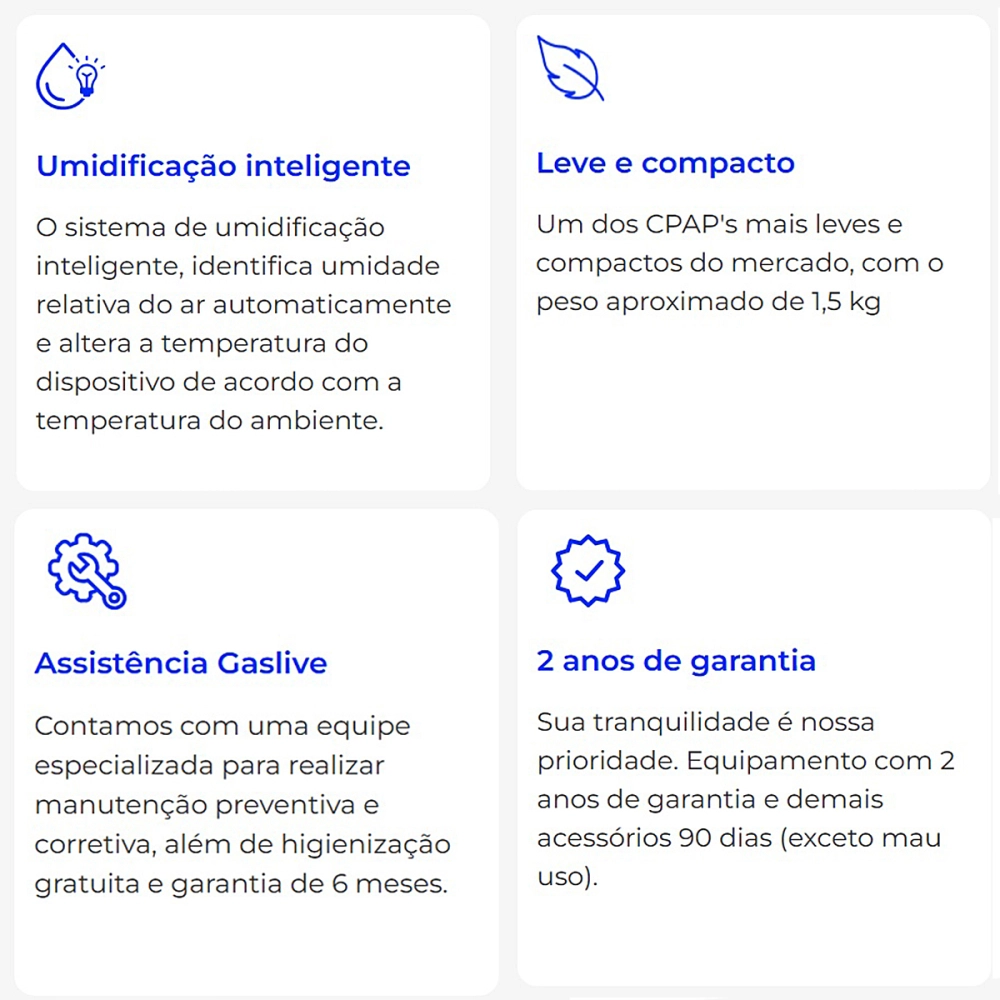 Cpap Automatico Aparelho Com Umidificador Apneia Do Sono Prevençao Ronco SleepLive 12 Pro Gaslive Sem Mascara Nasal 