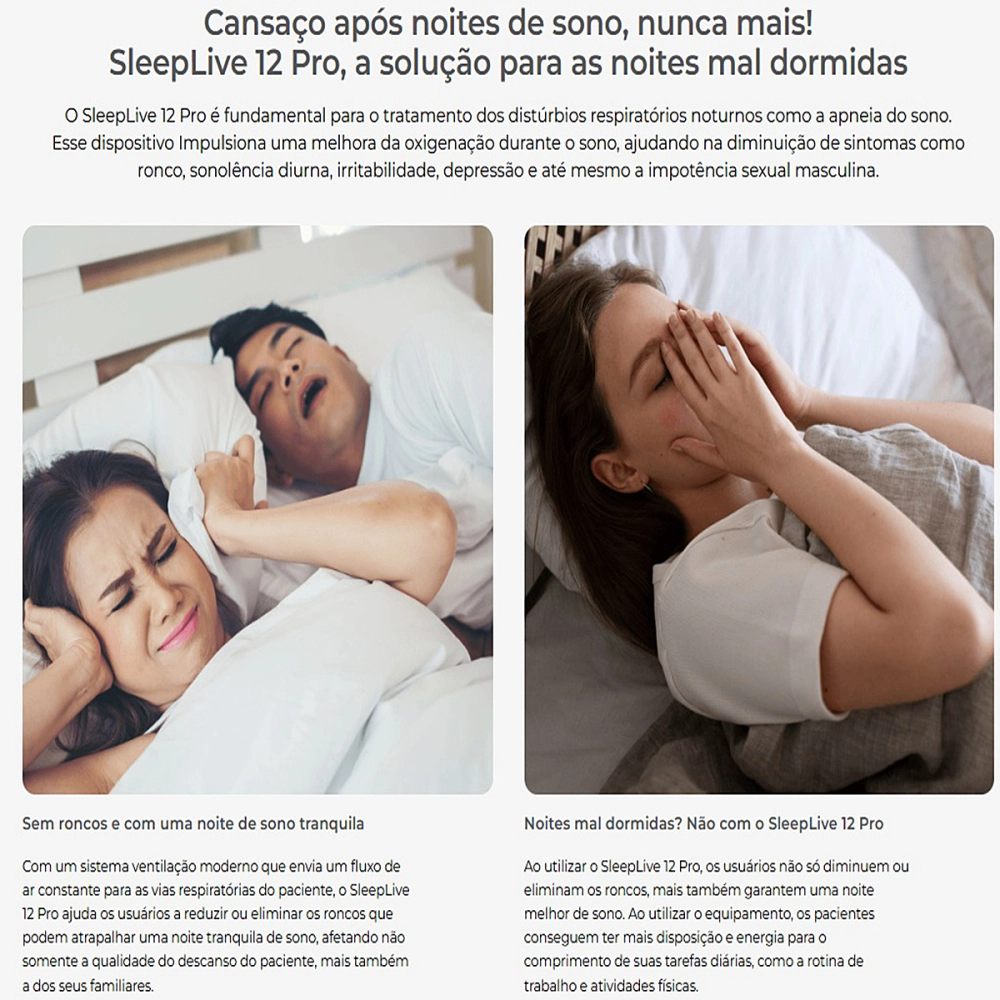 Cpap Automatico Aparelho Com Umidificador Apneia Do Sono Prevençao Ronco SleepLive 12 Pro Gaslive Sem Mascara Nasal 
