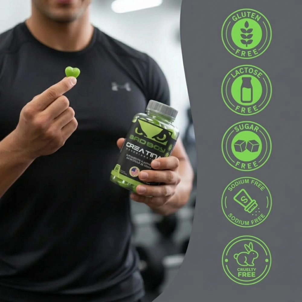 Creatina Gummy 60 Gomas Maça Verde BadBoy