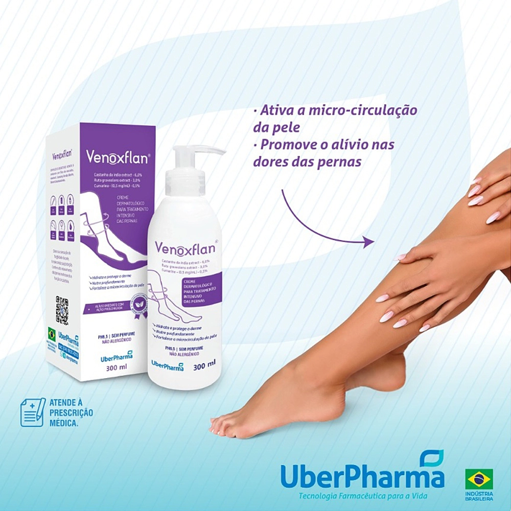 Creme Para Varizes Vasos Dores Inchaços Hidratante Protetor De Pele Dermatologico Venoxflam 300 ML
