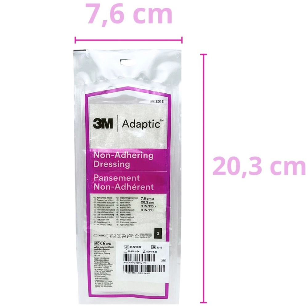 Curativo Adaptic Cobertura Malha De Proteção Petrolatum 7,6x20,3 CM Não Aderente 3M Kit Com 3 Unidades