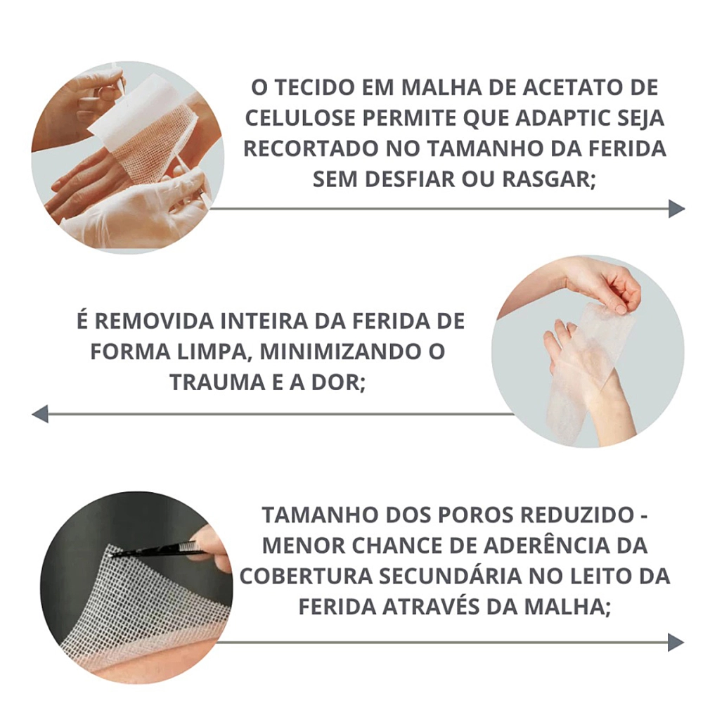 Curativo Adaptic Cobertura Malha De Proteção Petrolatum 7,6x20,3 CM Não Aderente 3M Kit Com 3 Unidades