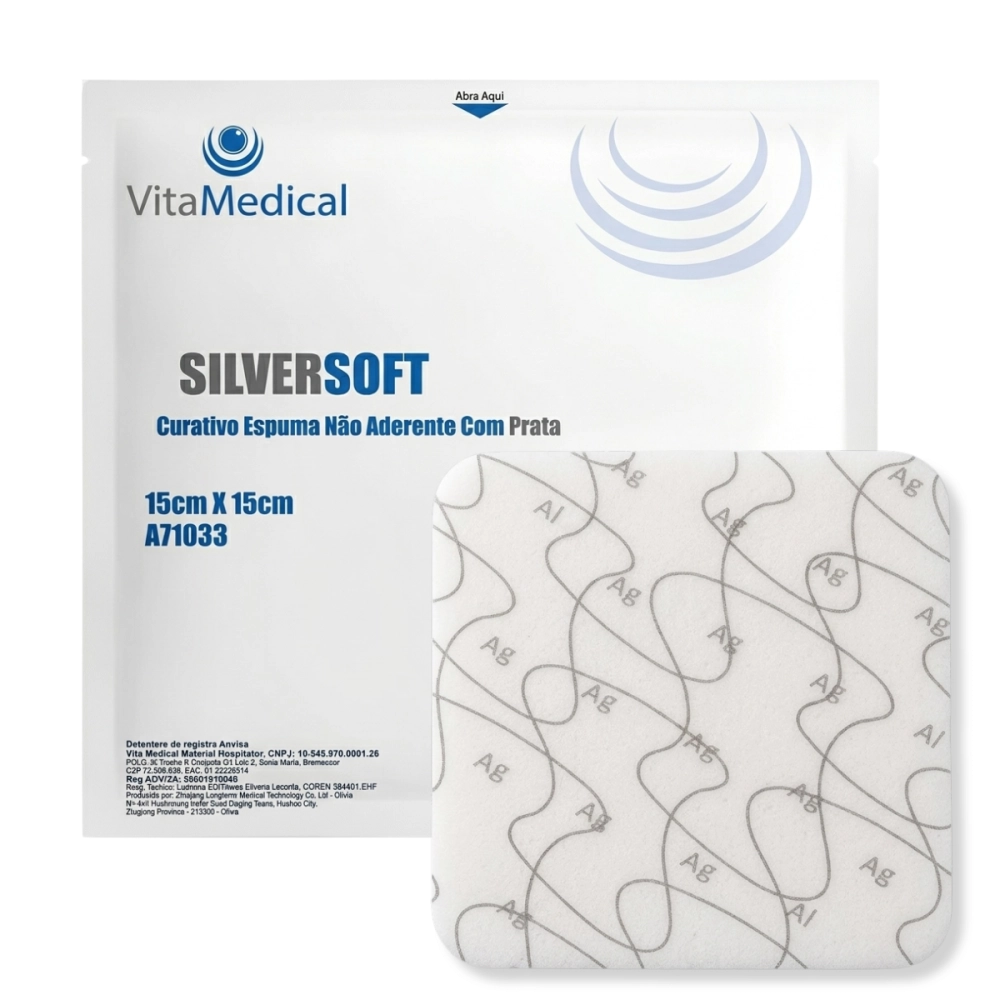 Curativo de Espuma Não Aderente Com Prata AG 15mcx15cm Vitamedical 
