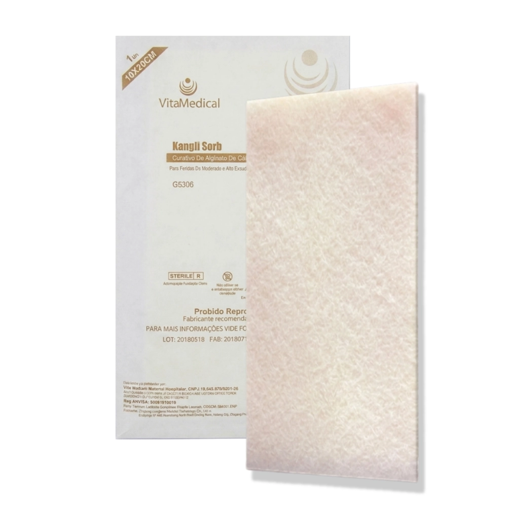 Curativo de Fibra de Alginato de Cálcio 10cmX20cm VitaMedical
