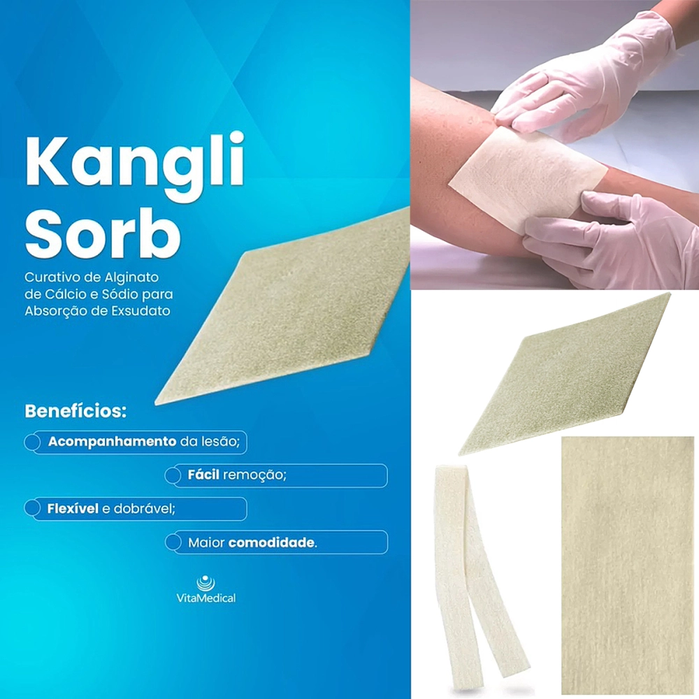 Curativo De Fibras De Alginato De Cálcio Sódio Absorção De Exsudato  Kangli Sorb VitaMedical