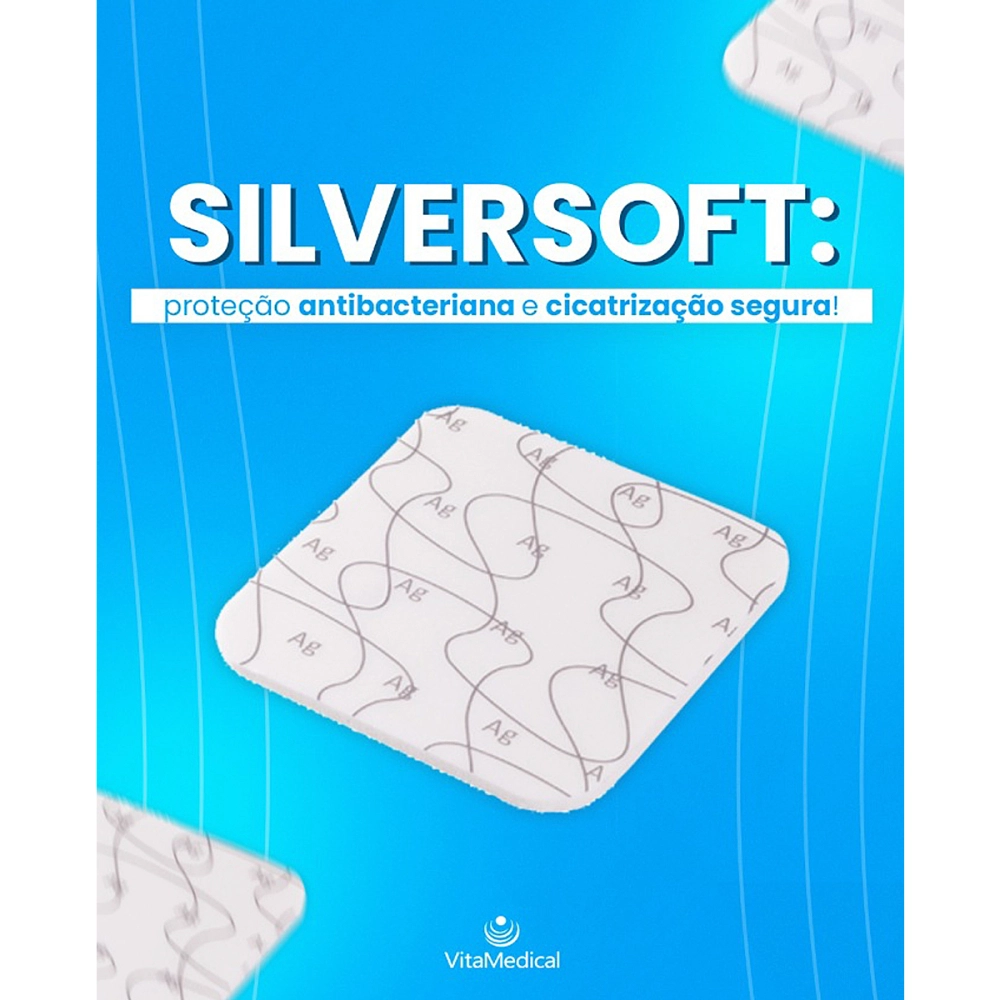 Curativo Estéril Espuma Não Aderente Com Prata Silver Soft Poliuretano Não Adesivo Hipoalérgica Antimicrobiana Absorção 